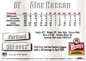 2011 Grandstand Portland Sea Dogs #NNO Alex Hassan Back