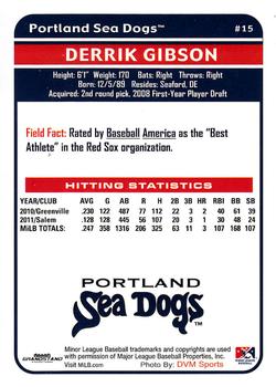 2012 Grandstand Portland Sea Dogs #NNO Derrik Gibson Back