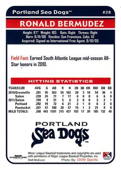 2012 Grandstand Portland Sea Dogs #NNO Ronald Bermudez Back