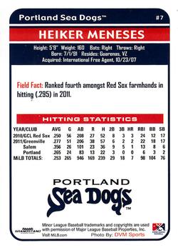 2012 Grandstand Portland Sea Dogs #NNO Heiker Meneses Back