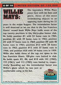 1993 Stadium Club Ultra-Pro #6 Willie Mays Back