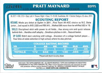 2011 Bowman Draft Picks & Prospects - Prospects Blue #BDPP5 Pratt Maynard Back