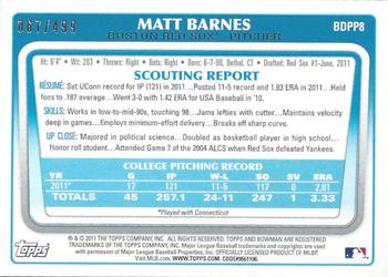 2011 Bowman Draft Picks & Prospects - Prospects Blue #BDPP8 Matt Barnes Back