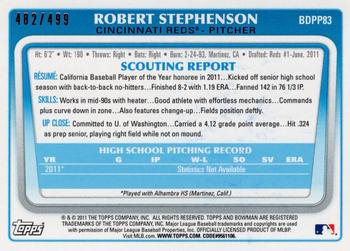 2011 Bowman Draft Picks & Prospects - Prospects Blue #BDPP83 Robert Stephenson Back
