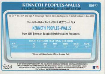 2011 Bowman Draft Picks & Prospects - Prospects Gold #BDPP7 Kenneth Peoples-Walls Back