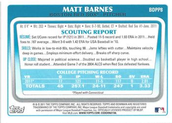 2011 Bowman Draft Picks & Prospects - Prospects Gold #BDPP8 Matt Barnes Back