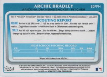 2011 Bowman Draft Picks & Prospects - Prospects Gold #BDPP14 Archie Bradley Back
