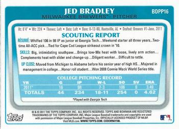 2011 Bowman Draft Picks & Prospects - Prospects Gold #BDPP16 Jed Bradley Back