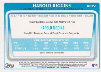 2011 Bowman Draft Picks & Prospects - Prospects Gold #BDPP21 Harold Riggins Back