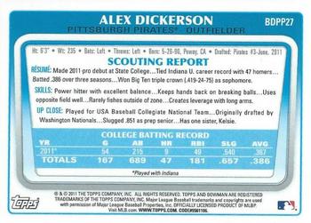 2011 Bowman Draft Picks & Prospects - Prospects Gold #BDPP27 Alex Dickerson Back