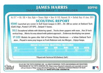 2011 Bowman Draft Picks & Prospects - Prospects Gold #BDPP40 James Harris Back
