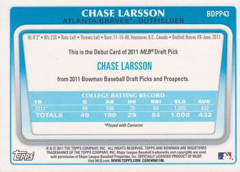 2011 Bowman Draft Picks & Prospects - Prospects Gold #BDPP43 Chase Larsson Back