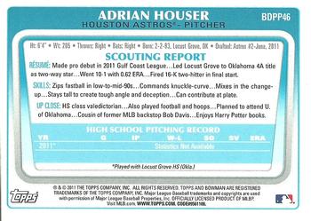 2011 Bowman Draft Picks & Prospects - Prospects Gold #BDPP46 Adrian Houser Back