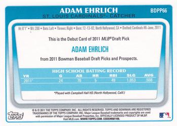 2011 Bowman Draft Picks & Prospects - Prospects Gold #BDPP66 Adam Ehrlich Back