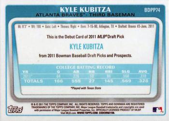 2011 Bowman Draft Picks & Prospects - Prospects Gold #BDPP74 Kyle Kubitza Back