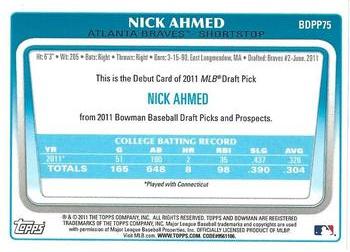 2011 Bowman Draft Picks & Prospects - Prospects Gold #BDPP75 Nick Ahmed Back