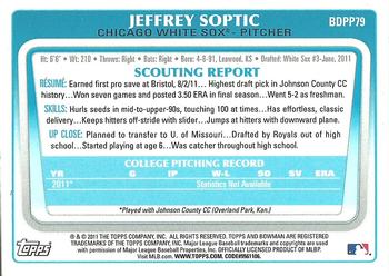 2011 Bowman Draft Picks & Prospects - Prospects Gold #BDPP79 Jeffrey Soptic Back