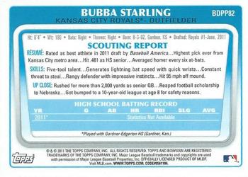 2011 Bowman Draft Picks & Prospects - Prospects Gold #BDPP82 Bubba Starling Back