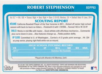 2011 Bowman Draft Picks & Prospects - Prospects Gold #BDPP83 Robert Stephenson Back
