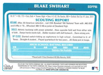 2011 Bowman Draft Picks & Prospects - Prospects Gold #BDPP86 Blake Swihart Back