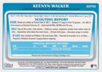 2011 Bowman Draft Picks & Prospects - Prospects Gold #BDPP89 Keenyn Walker Back
