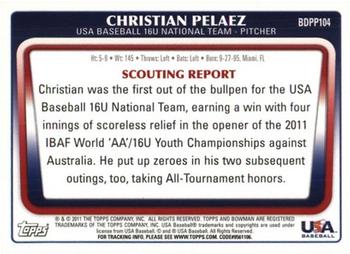 2011 Bowman Draft Picks & Prospects - Prospects Gold #BDPP104 Christian Pelaez Back