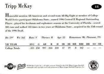 1996 Best Vermont Expos #18 Tripp McKay Back