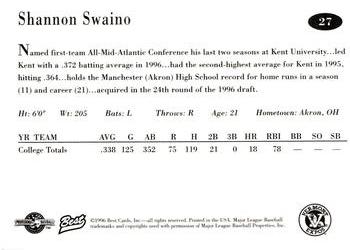 1996 Best Vermont Expos #27 Shannon Swaino Back