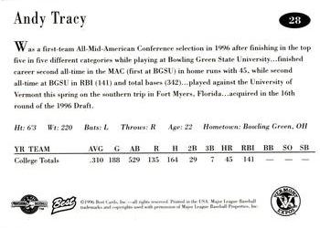 1996 Best Vermont Expos #28 Andy Tracy Back