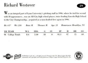 1996 Best Vermont Expos #29 Richard Westover Back
