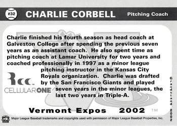 2002 Grandstand Vermont Expos #NNO Charlie Corbell Back