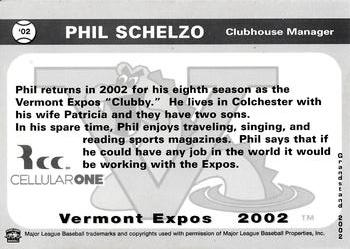 2002 Grandstand Vermont Expos #NNO Phil Schelzo Back