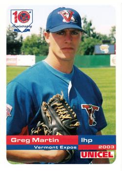 2003 Grandstand Vermont Expos #NNO Greg Martin Front