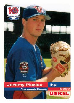 2003 Grandstand Vermont Expos #NNO Jeremy Plexico Front