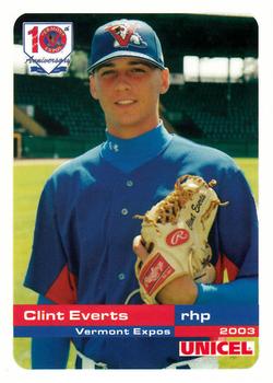 2003 Grandstand Vermont Expos #NNO Clint Everts Front