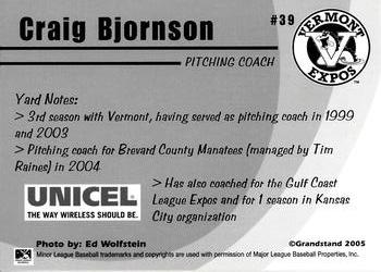 2005 Grandstand Vermont Expos #NNO Craig Bjornson Back