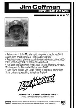 2012 Choice Vermont Lake Monsters #35 Jim Coffman Back