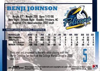 2009 Grandstand Myrtle Beach Pelicans #NNO Benji Johnson Back