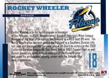 2009 Grandstand Myrtle Beach Pelicans #NNO Rocket Wheeler Back