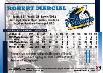 2009 Grandstand Myrtle Beach Pelicans #NNO Robert Marcial Back
