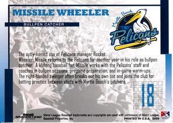 2009 Grandstand Myrtle Beach Pelicans #NNO Missile Wheeler Back
