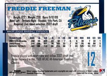 2009 Grandstand Myrtle Beach Pelicans #NNO Freddie Freeman Back