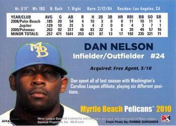 2010 Grandstand Myrtle Beach Pelicans #NNO Dan Nelson Back