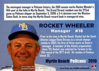 2010 Grandstand Myrtle Beach Pelicans #NNO Rocket Wheeler Back