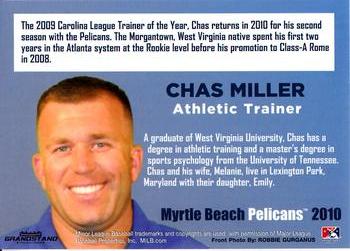2010 Grandstand Myrtle Beach Pelicans #NNO Chas Miller Back