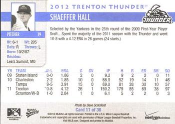 2012 MultiAd Verizon Trenton Thunder #11 Shaeffer Hall Back