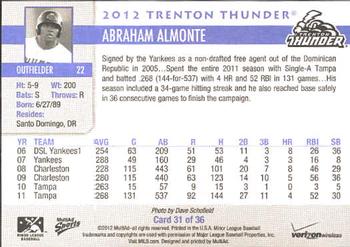 2012 MultiAd Verizon Trenton Thunder #31 Abraham Almonte Back