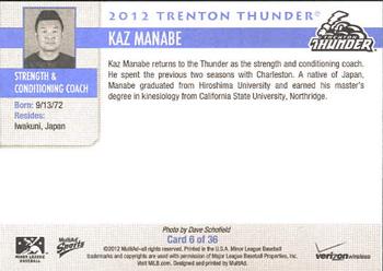 2012 MultiAd Verizon Trenton Thunder #6 Kaz Manabe Back