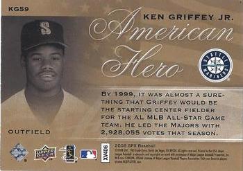 2008 SPx - Ken Griffey Jr. American Hero #KG59 Ken Griffey Jr. Back