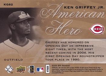 2008 SPx - Ken Griffey Jr. American Hero #KG82 Ken Griffey Jr. Back